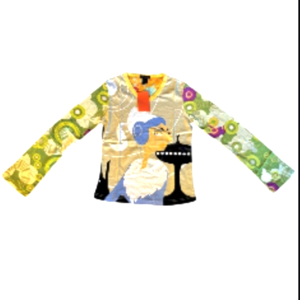 NWT Vintage Y2K Hayes Top Long Flare Sleeve Custo Barcelona T-shirt Graphic - Picture 7 of 7